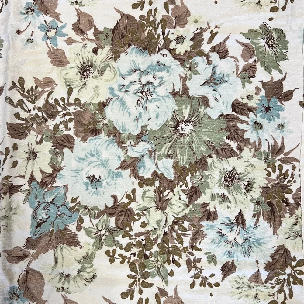 Vintage Cotton Linen blend floral tablecloth 5’ X 40” a treasure to own & enjoy
